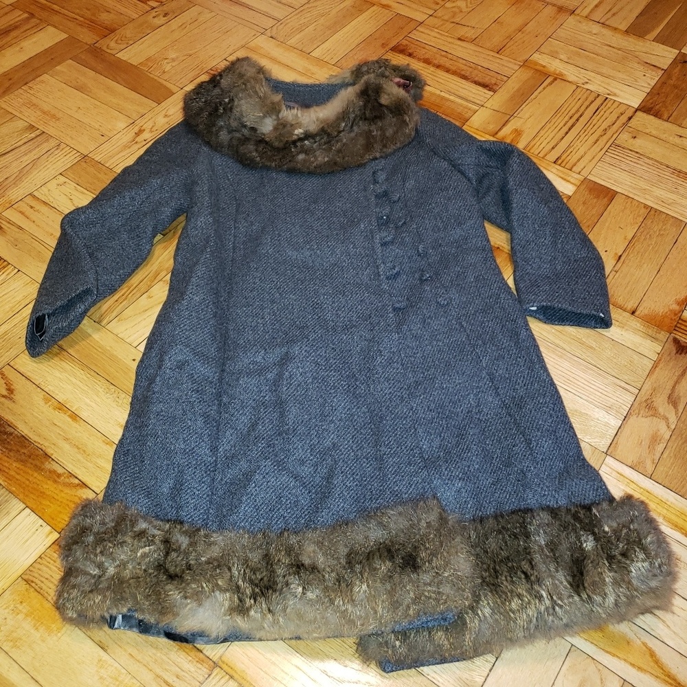Beautiful Vintage Winter Tweed & Fur Coat